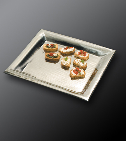 Stainless Steel Square Hammered Tray 16" Sq.